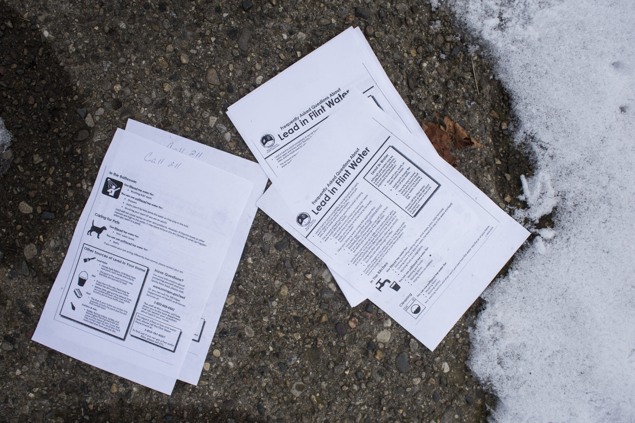 Some lead advisory sheets on the ground